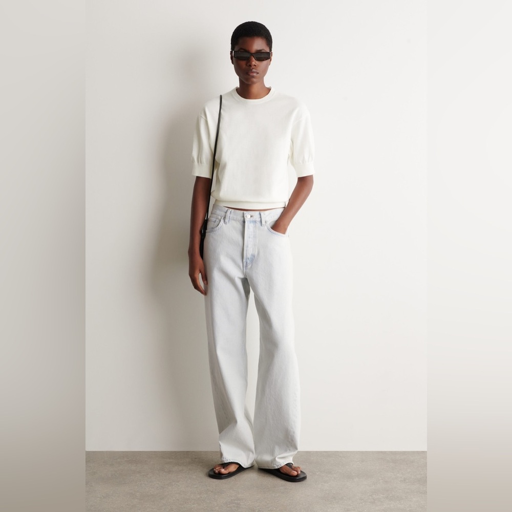 NWT COS Knitted Cotton T-Shirt in Off White - Picture 3 of 11